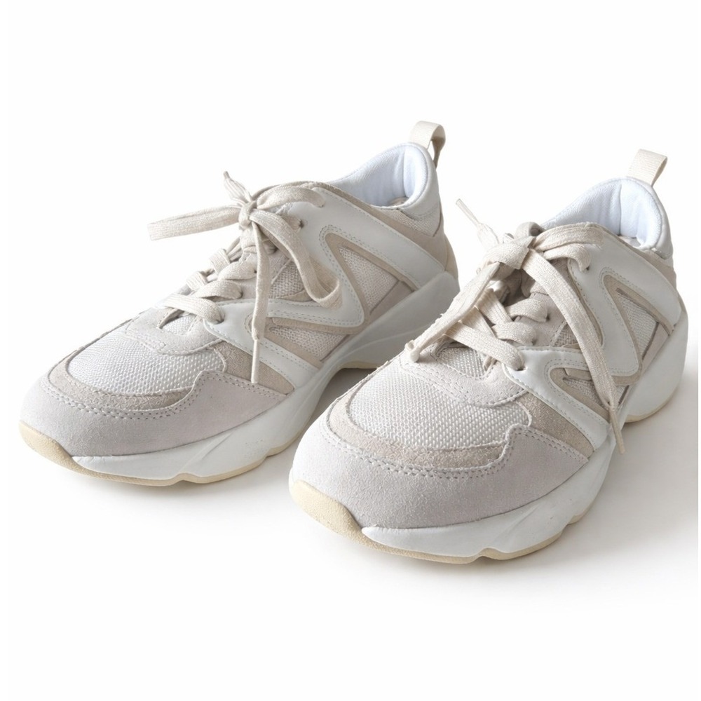 Maje Platform Fashion Sneakers Beige Chunky Casual Trainers Size 8.5 NIB